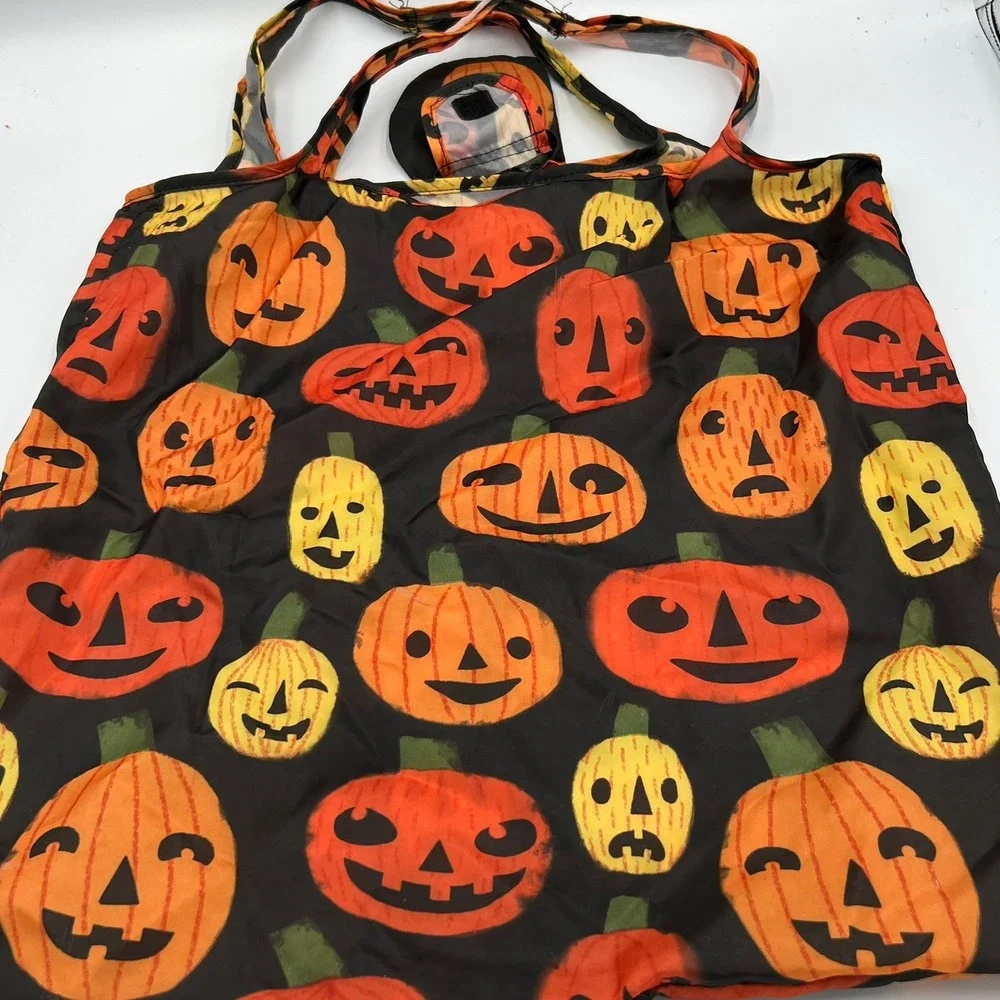 Target Reusable Tote Bag Unisex OS Black Orange NWOT Pumpkin Halloween Pouch